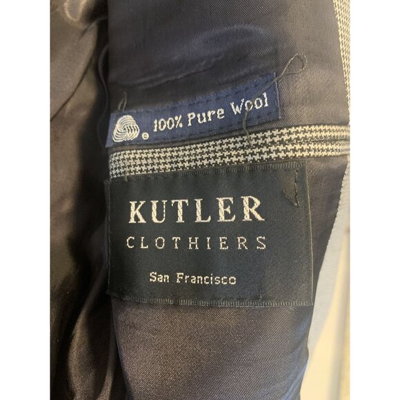 Burberrys Vintage Houndstooth Wool Blazer Jacket Two-Button Cl. Gray Kutler Clot - Picture 6 of 11